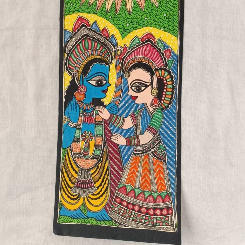 Radha Krishna Madhubani Folk Art Painting